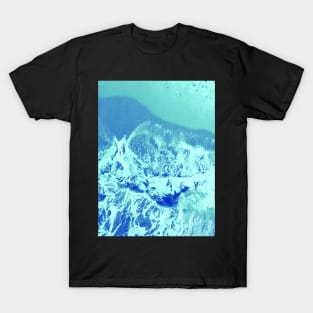 Photo of ocean waves on the beach in light blue gradient T-Shirt